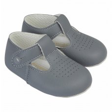 B625: Baby Soft Soled Shoe-Grey (Shoe Sizes: 0-4)